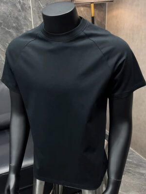 Classic cotton casual T-shirt, short sleeve, black